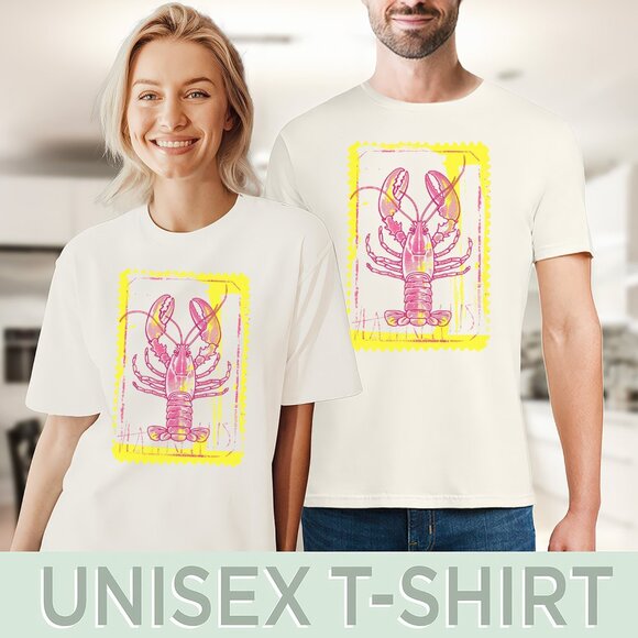 Pink Lobster Graphic Tee Quirky Crustacean Sea Life Shirt - Picture 5 of 6